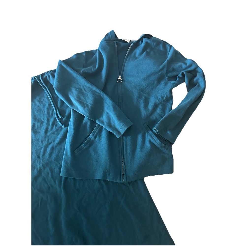 Vintage Two Piece Zip Sweatshirt and‎ Drawstring Skirt Set Teal Medium + Large